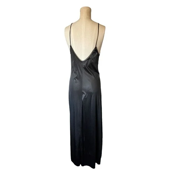 Vintage Fantasy Nightwear Lingerie Black Lace Slip Dress Goth Fairy Whimsygoth M - Picture 4 of 7